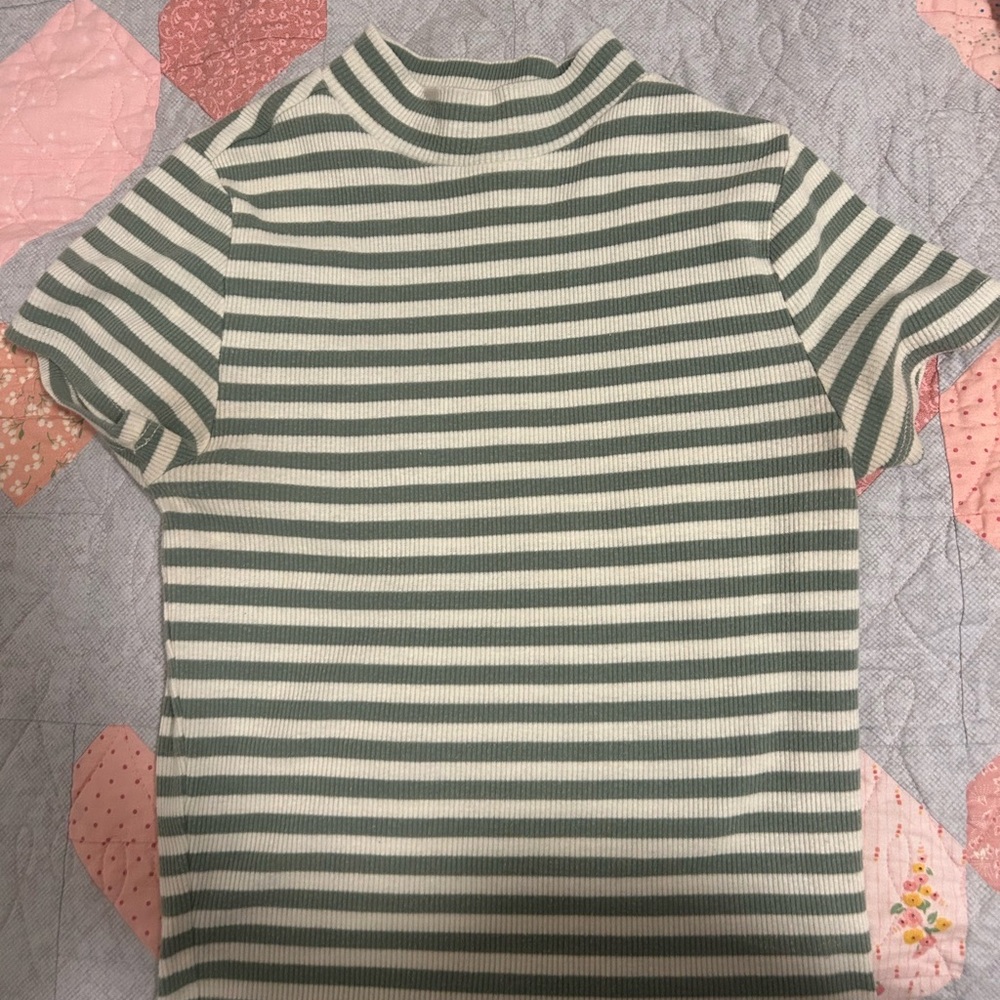 RSQ Mint and Cream Striped Blouse